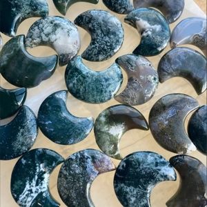 Moss Agate Crystal Moon